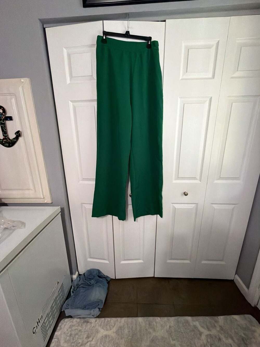 NICE'S Women's High-Waisted Wide Leg Tailored Trousers in Hunter Green